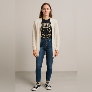 Everlane Vintage Skinny Jean Womens Sz 23 High Rise Button Fly Stretch Raw Hem